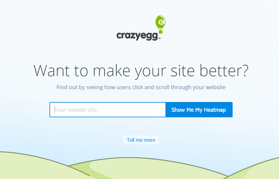 Crazyegg landing page example above the fold 